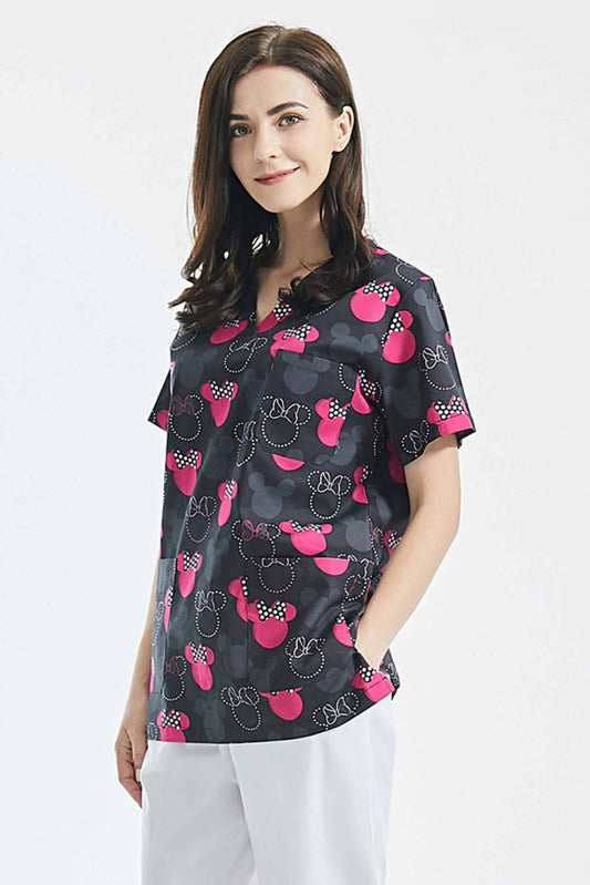 Tunique médicale femme - Gris Rose motifs Minnie