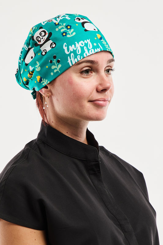 Calot de bloc tissu à motifs – Vert à motifs pandas