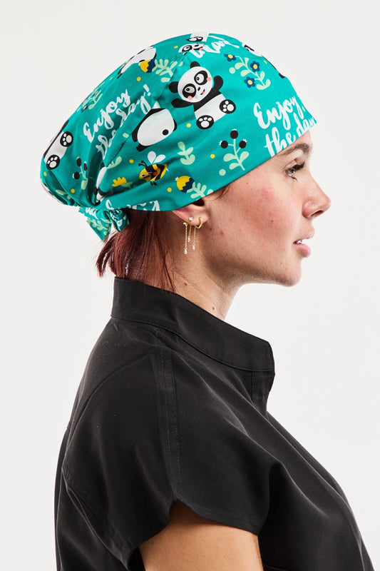 Calot de bloc tissu à motifs – Vert à motifs pandas