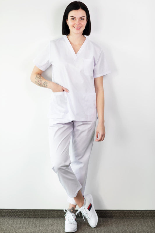 Basicfit - Tenue de bloc opératoire - Unisexe - Blanc