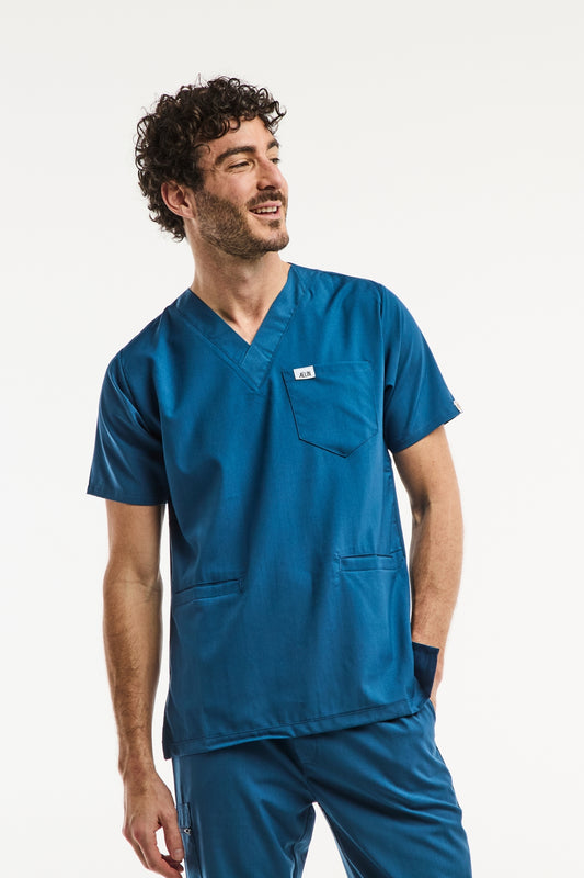 Tunique médicale - Bleu turquoise, Slimfit - Homme