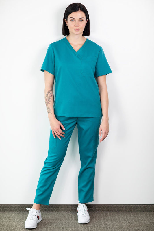 Medfit - Ensemble médical Blouse et Pantalon - Unisexe - Bleu paon