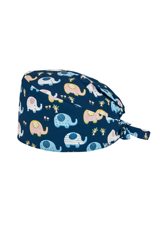 Calot de bloc tissu à motifs – Bleu marine à motifs éléphants