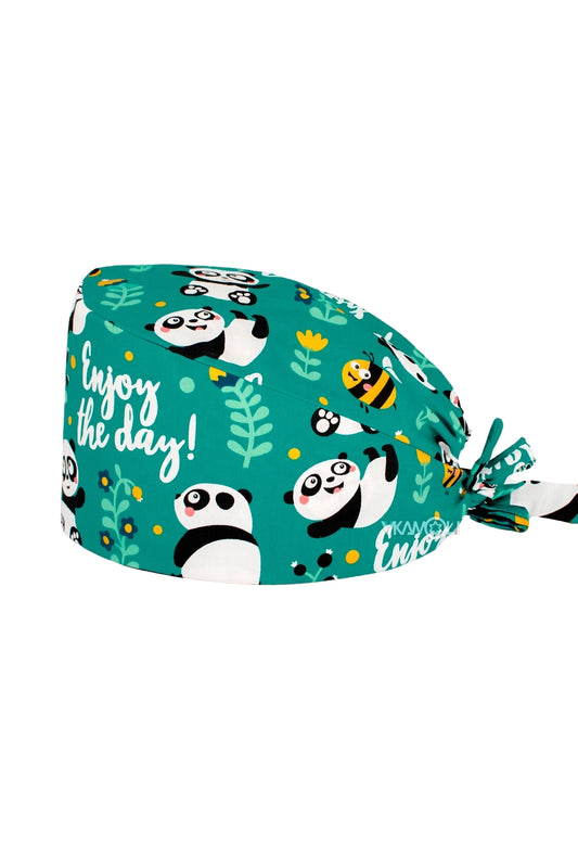 Calot de bloc tissu à motifs – Vert à motifs pandas