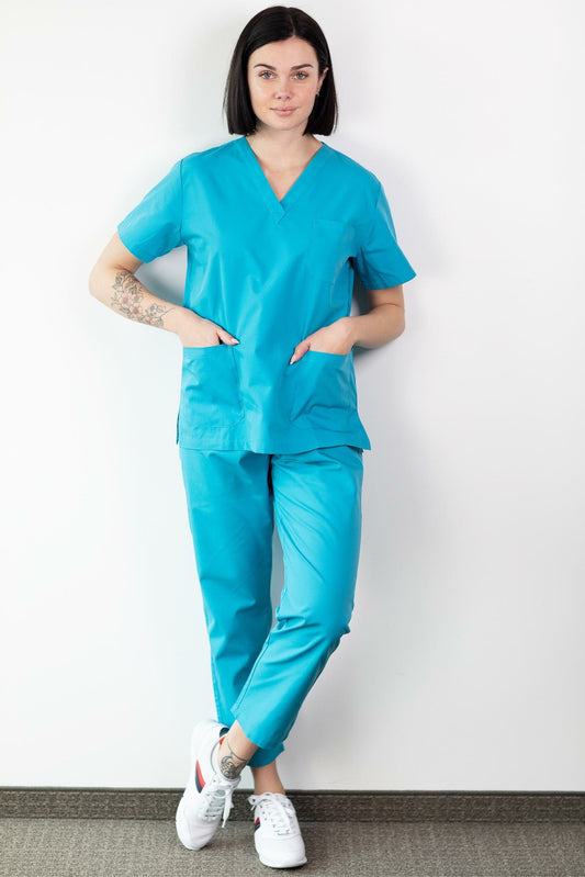 Basicfit - Tenue de bloc opératoire - Unisexe - Bleu paon