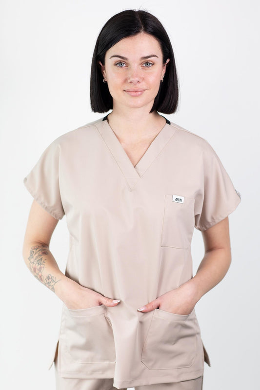 Blouse médicale - Beige, Confort - Femme