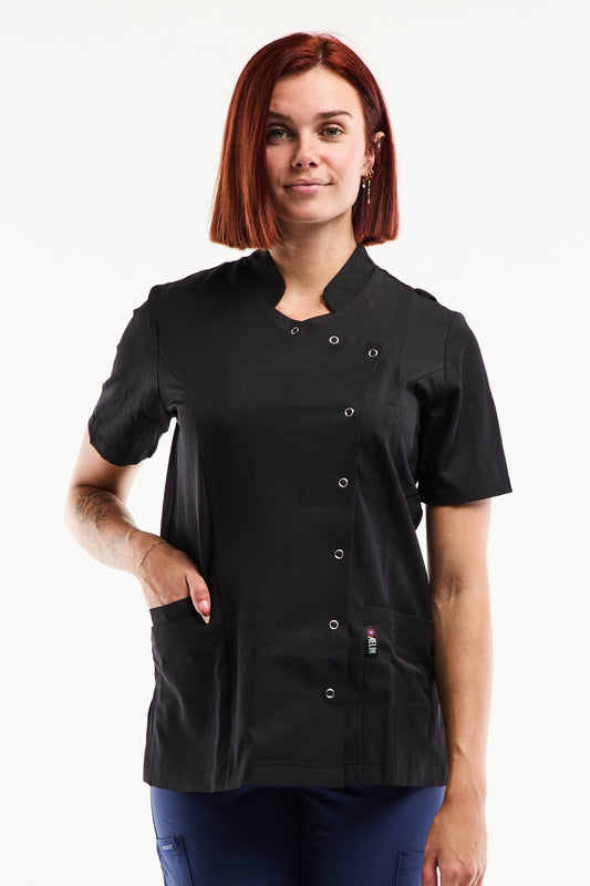 Blouse Médicale Femme Aurelia – Stretch & Ultra Douce - Noire