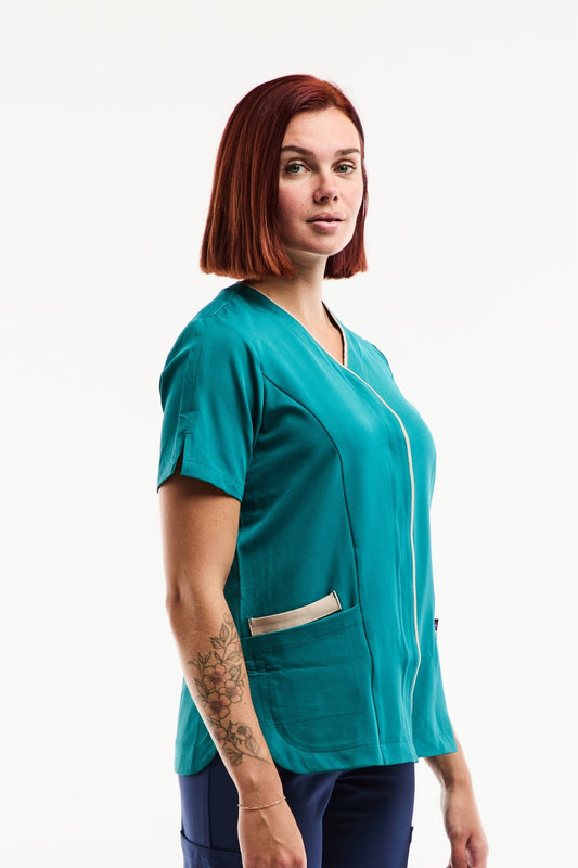 Blouse Médicale Femme Serena – Stretch & Ultra Douce - Bleu turquoise