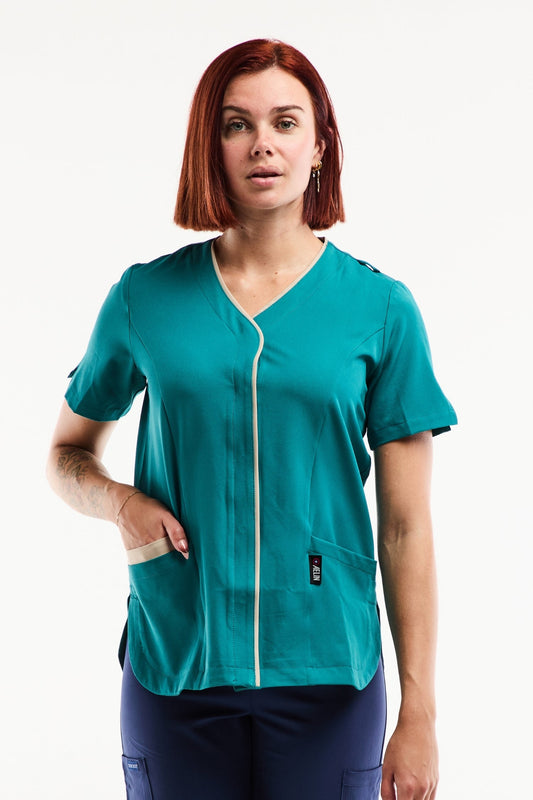 Blouse Médicale Femme Serena – Stretch & Ultra Douce - Bleu turquoise
