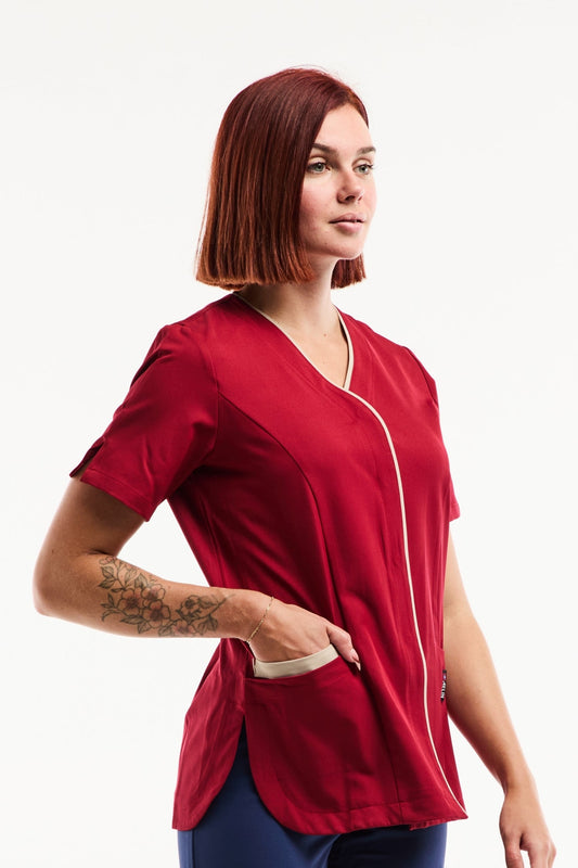 Blouse Médicale Femme Serena – Stretch & Ultra Douce - Bordeaux