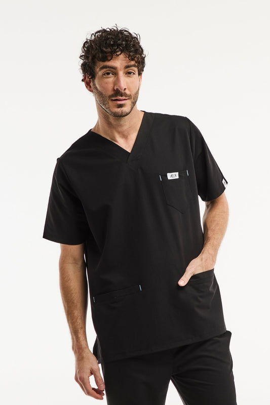Blouse médicale - Noir, Slimfit - Homme