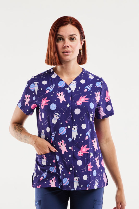 Blouse Médicale Stretch - Femme -  Animaux de l’Espace
