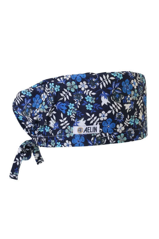 Calot chirurgien – Bleu marine imprimé fleurs – Couvrant