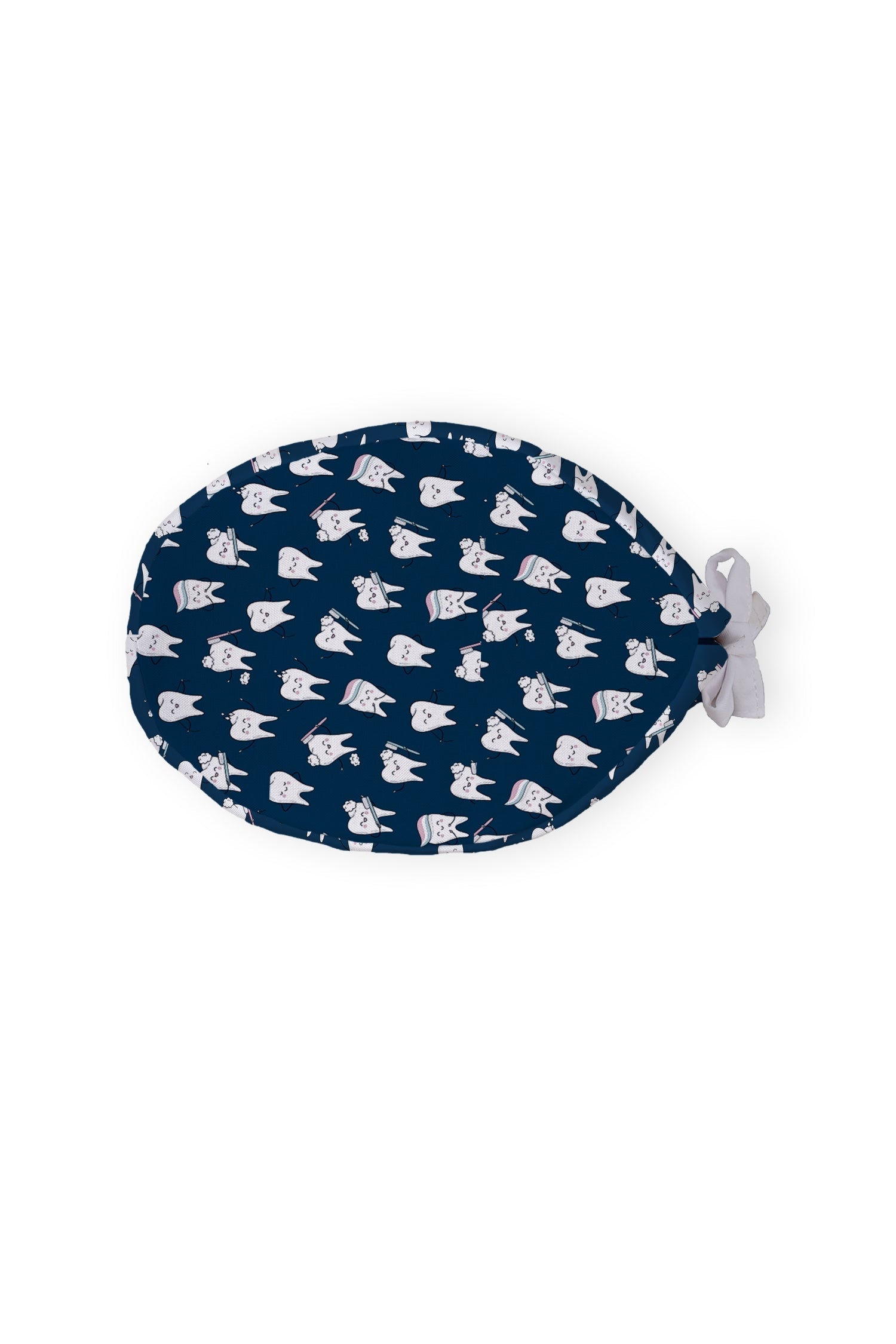 Calot médical bleu marine à motif dents de la collection Aelin avec nœud