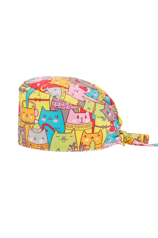 Calot de bloc tissu à motifs – Multicolore à motifs chats