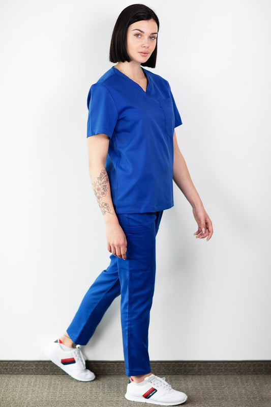 Medfit - Ensemble médical Blouse et Pantalon - Unisexe - Bleu royal