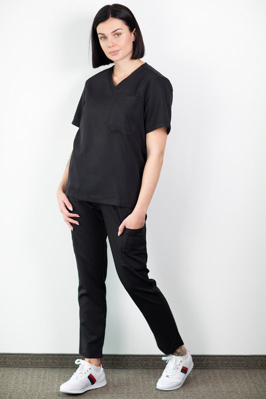 Medfit - Ensemble médical Blouse et Pantalon - Unisexe - Noir