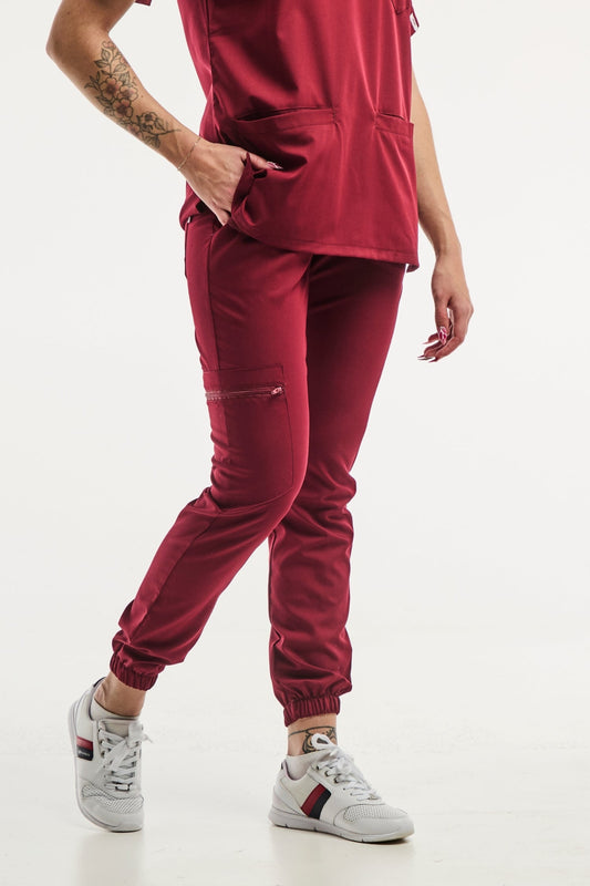 Slimfit – Pantalon médical – Rouge Bordeaux