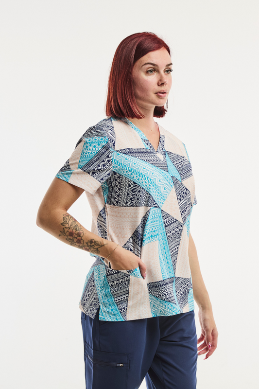 Tunique Médicale Stretch  - Femme -  Géométrie Élégante