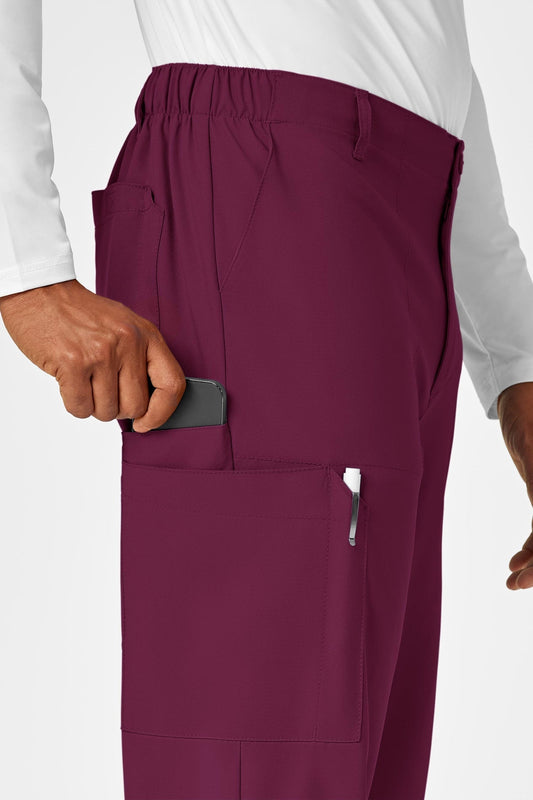 Pantalons médicaux bordeaux avec poches latérales pour une tenue médicale complète